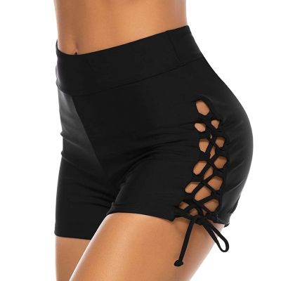 hotx 【cw】 Womens Swimsuit 2022 Trending Bottom Swimwear Adjustable Side Tie Trunks Female Shorts Waist Size