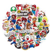 50pcs Super Mario Bros. Kawaii Stickers Cartoon Wall Decoration Korean Stationery Repeat Paste Childrens