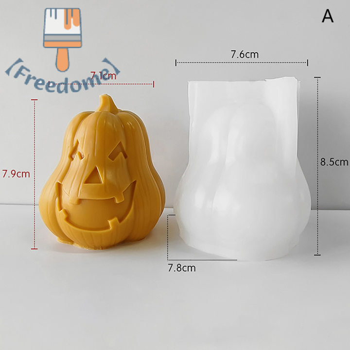 freedome-แม่พิมพ์ซิลิโคนรูปหัวฟักทองหัวกะโหลกงานประดิษฐ์ธีมสยองขวัญฮาโลวีนแบบทำมืออุปกรณ์ทำสบู่พลาสเตอร์อีพ็อกซี่สำหรับเป็นของขวัญในบ้าน