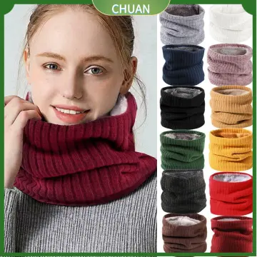 LIAOYING Wool Fur Neck Warmer Soft Knitted Keep Warm Sport Scarf