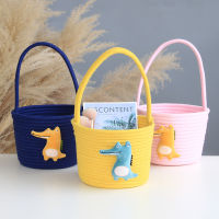 Cotton child candy bag Desktop Sundries Snacks Cosmetics Storage Box dinosaur Woven toy Basket Pattern Desktop Storage Household