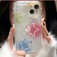 เคสโทรศัพท์ซิลิโคน TPU ใส แบบนิ่ม ลายดาว กันกระแทก สําหรับ IPhone 14 13 11 12 Pro XS Max X XR 7 8 Plus