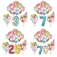 34 Inch Big Doughnut Number Sweet Ice Cream Helium Foil Balloons Set Anniversary Birthday Party Decorations