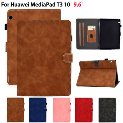 กรณีสำหรับ Huawei MediaPad T3 10ฝาครอบ AGS-W09 AGS-L09 AGS-L03 9.6นิ้วแท็บเล็ต TPU ฝาครอบป้องกันหนัง PU กรณี