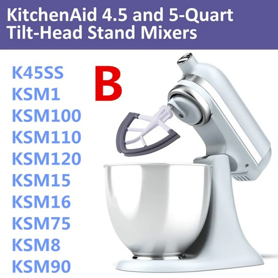 Flex Edge Beater for KitchenAid Mixer 4.5-5 QT Tilt-Head Stand Mixer  Attachments, Mixer Paddle with Flexible Silicone Edges Bowl Scraper, Fits  for models K45, K45SS, KSM1, KSM75, KSM8, KSM90, KSM9, KSM95, KSM100