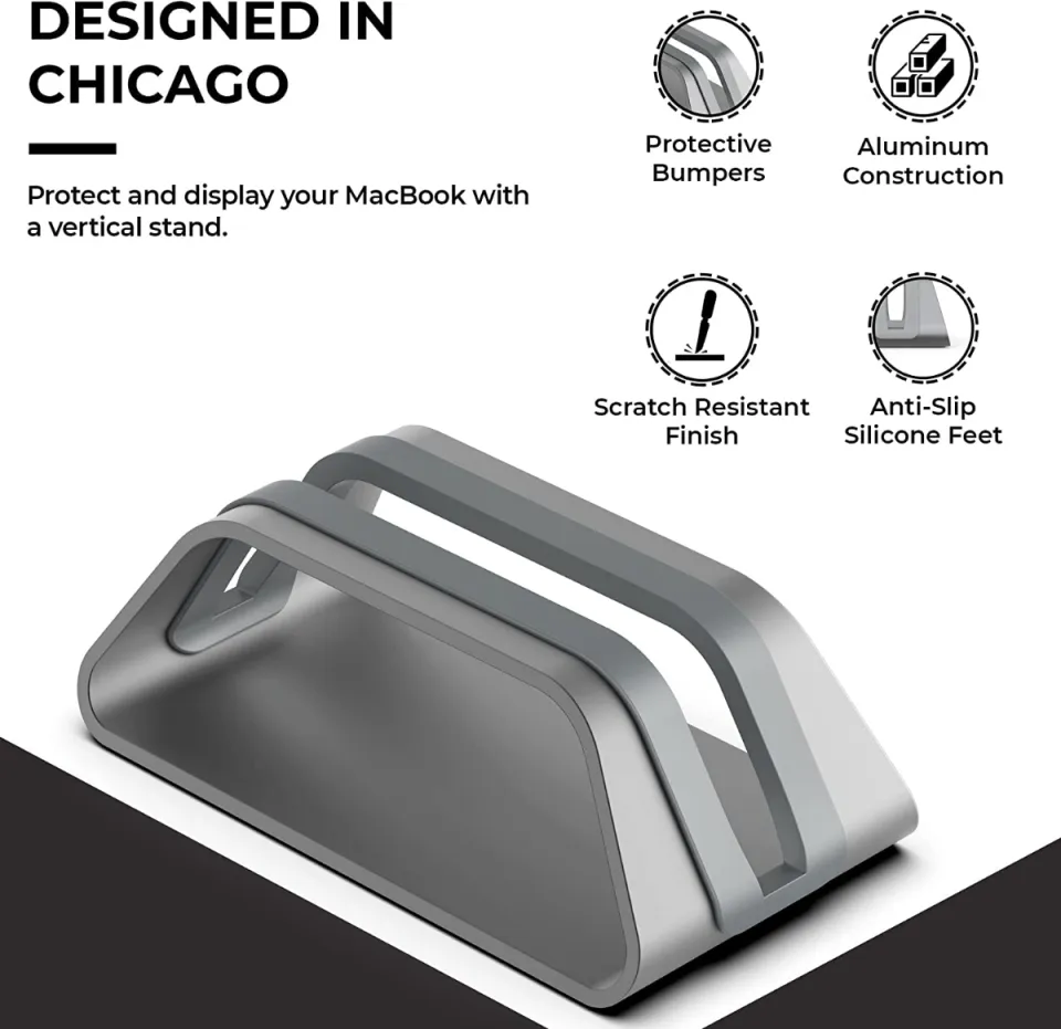 Humancentric Vertical Laptop Stand in Space Gray Solid Aluminum