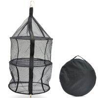 Outdoor camping nylon three-layer folding storage net pocket clothes hanging round drying fruit and vegetable Outdoor camping