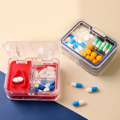 1PC Medicine Pill Holder 2 In 1Tablet Cutter Splitter Pill Case Mini Useful Portable Storage Box Pill Tablet Pill Cutter Divider Medicine  First Aid S