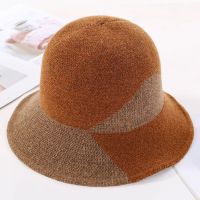 Autumn winter new warm knit hat lady matching color fashion versatile temperament wool fisherman hat