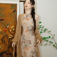 Dress elegant antique Chinese dress the new 2023 hang neck dress female temperament zen suit womens sweet spicy cultivate ones morality