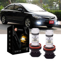 ด้านหน้า2PC 6000K H11 LED ไฟตัดหมอกไฟตัดหมอก Foglamp Bulbs สำหรับ HOND CIVIC SNA FD 2006 2007 2008 FD1 FD2 Beam อุปกรณ์เสริม