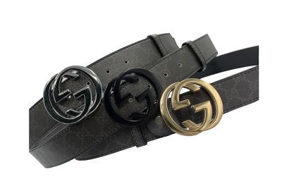 -เข็มขัด Gucci belts  hi and welcome come ผู้ชาย สายสีดำด้าน - มีหัว 3 สีให้เลือก - หัวทอง หัวสีเงิน หัวสีดำ (ขนาด 3.8 cm ยาวสุด 125 cm) หนังPUเกรด A