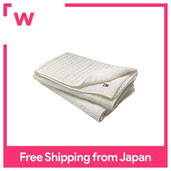 ผ้าเช็ดตัว-imabari-ผ้าเช็ดตัว2แพ็คถักลายวาฟเฟิล60x125cm-สีขาวนวล