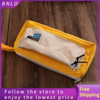 BNLO ผ้าใบกระเป๋าดินสอสีเหลืองกระเป๋าเครื่องเขียนสำนักงานกล่องใส่ปากกาสร้างสรรค์
