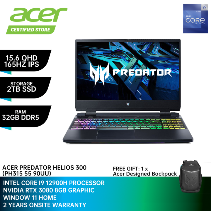 ACER Gaming Laptop Predator Helios 300 90UU ( 15.6 Inch QHD IPS 165Hz | Intel I9-12900H | 32GB