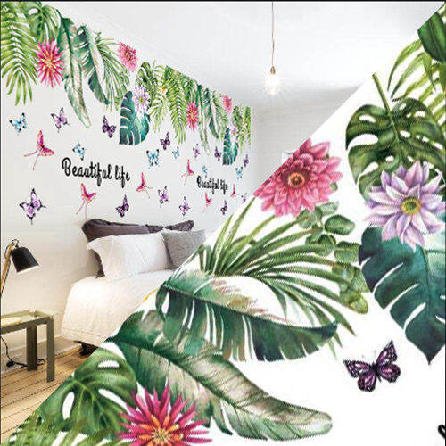 WALLPAPER STICKER Wall Decoration Large Tropical Palm Leaves Grass
