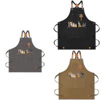 Chef Apron for Men, Heavy Duty Cotton Canvas Apron Back Apron with Adjustable Straps and Pockets