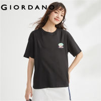 GIORDANO Women Nature Heart Series T-Shirts Pearl Print Tee Crewneck Short Sleeve Summer Fashion Casual Cotton Tshirts 99393197