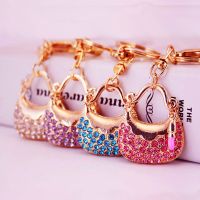 [HOT] Creative jewelry key chain set rhinestone handbag car keychain female bag accessories key chain metal enamel pendant small giftTH