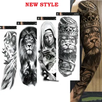 Waterproof Temporary Full Arm Tattoos Men Women Cool Leg Art Black