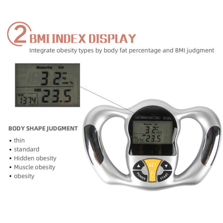 Handheld Bodylarge Body Fat Monitors LCD Screen Analyzer BMI Meter