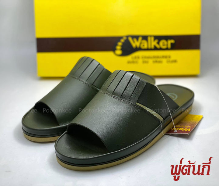 walker-รองเท้าแตะหนังแท้-วอร์คเกอร์-พื้นยางดิบ-พื้นนุ่ม-หนังแท้-รุ่น-ds002-สีดำ-น้ำตาล-เขียว-ไซส์-39-46