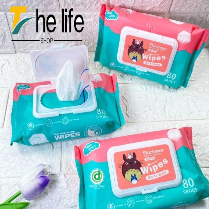 the-life-shopกระดาษทิชชู่เปียก-baby-จำนวน-10-ห่อ-สูตรบริสุทธิ์-ไม่มีแอลกอฮอล์และนำ้หอมผสม