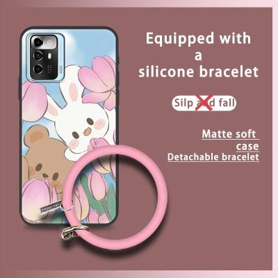 liquid silicone hang wrist Phone Case For ZTE Balde A72 5G creative texture taste youth ultra thin couple simple cute