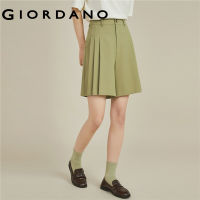 GIORDANO Women Shorts Side Pleat High Waist Fashion Shorts Quality Zip Solid Color Summer Gentle Relaxed Casual Shorts 18403201