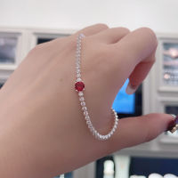 แพนดอร่า ผู้หญิง 925 จี้เงินและสร้อยข้อมือPandoraˉ Womens 925 Sterling Silver Charms and Charm Bracelet - Glittering Red Close-Set Tennis Bracelet 592403C01 for Girlfriends Valentines Day Gift