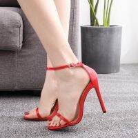 New Ankle Strap White Womens High Heels 11CM Sandals Female Party Shoes Big Size 46 Black Stiletto Fashion Pumps