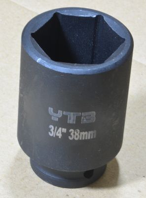 YTB ลูกบล็อก ลูกบล็อกยาว ลูกบล็อกดำ 3/4 นิ้ว (6หุน) เบอร์  38 mm ยาว 80 mm