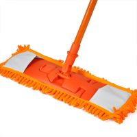 NEW Extendable minifibre Mop Cleaner Sweeper Wooden Laminate Tile Floor Wet Dry - Orange