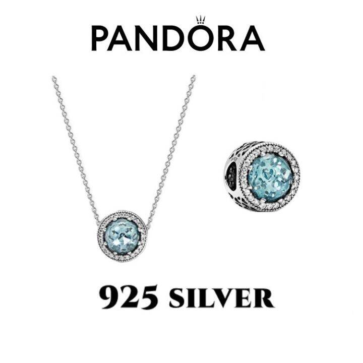 pandora-เงิน925-สร้อยคอ-6สีเลือกได้-round-brilliant-halo-necklace-ของขวัญสำหรับคนพิเศษ-ของแท้-100