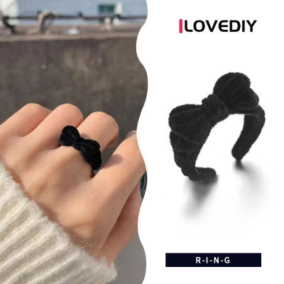 ILOVEDIY โบว์แหวนปรับขนาดได้สไตล์เกาหลี,เครื่องประดับอัญมณีแฟชั่นแหวนแบบปรับขนาดได้อ่อนหวานสง่างาม