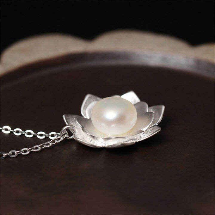 uglyless-real-s925-sterling-silver-women-elegant-lotus-pendant-necklaces-with-chains-natural-pearl-flower-chokers-ethnic-jewelry