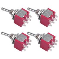 4Pcs AC 250V 2A 120V 5A 6 Pin Terminals ON/Off/ON DPDT Toggle Switches