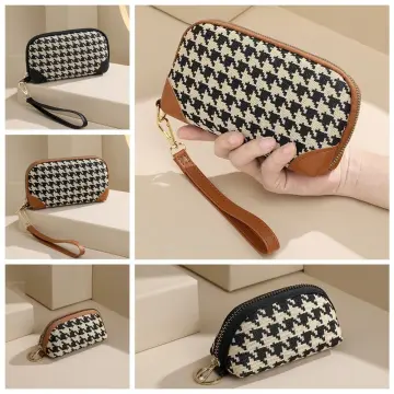 Fashion Houndstooth Coin Purse for Women Canvas Hand-held Car Key