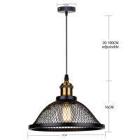 2021Vintage Retro Black Iron Net-Cage Kitchen Pendant Light E27 LED Hanglamp Fixture For Bedroom Living Room Restaurant