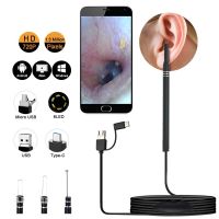 3 in 1 5.5mm USB Ear Wax Removal Endoscope Luminous Visual Ear Spoon HD Earpick Borescope for Human Pet Support Android PC