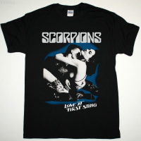 2023 NEW (สต็อกเพียงพอ) scorpions love at first sting 1984 new black t-shirtคุณภาพสูง size:S-5XL