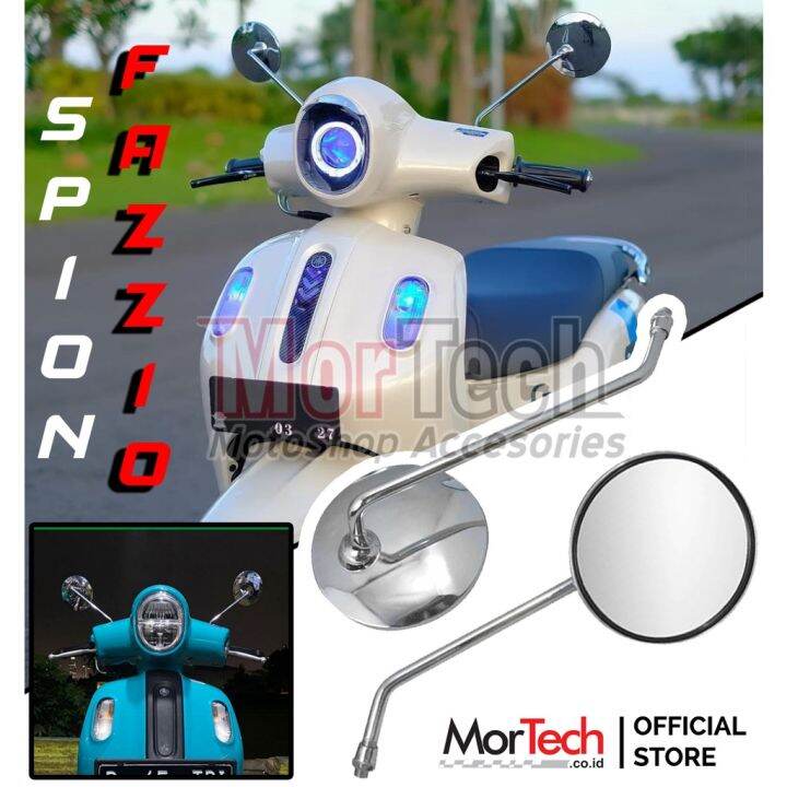 Spion Fazzio Mio Fino Kaca Sepion Bulat Klasik Retro Tangkai Panjang