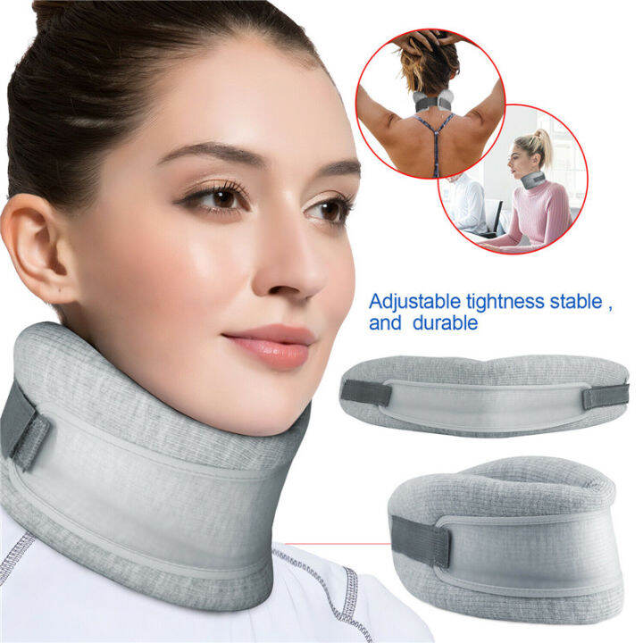 Adjustable 2in1 Neck Brace Collar Cervical Support Traction Pain