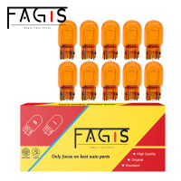 Fagis 10 Pcs T20 7440 7443 WY21W WY215W 12V 21W 215W Natural Amber Glass รถหลอดฮาโลเจนเบรคหลอดไฟหยุดไฟเลี้ยวสัญญาณ