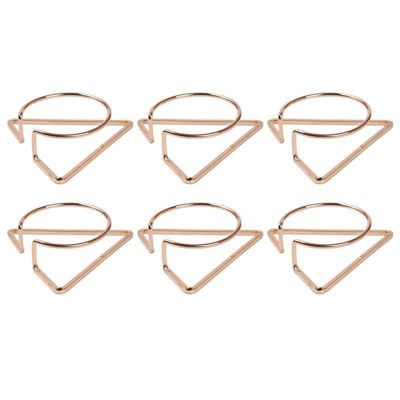 Golden High-End Triple-Cornered Nordic Style Napkin Buckle Napkin Rings Set of 6, Tableware Ornaments Napkin Ring