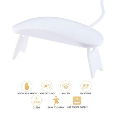 Portable 6W LED Lamp USB Charging Mini UV Gel Polish Curing Machine Nail Dryer