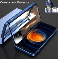 ZZOOI For IPhone 13 12 11 Pro Max 13 12 Mini Shockproof Full Lens Protection Double Sided Buckle Magnetic Clear Case Lens Metal Cover