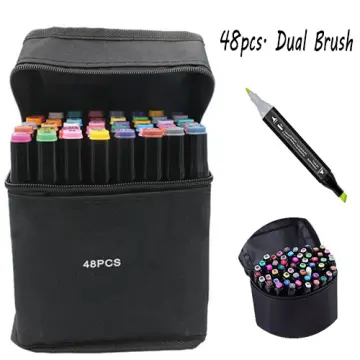 48pcs Color Art Marker Pens Set Dual Side Alcohol Based Watercolor