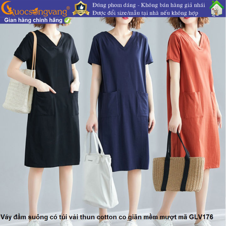 Váy đầm suông có túi váy đầm thun big size GLV176 Cuocsongvang ...