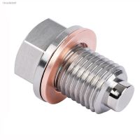 ☄ M14 x 1.5 M12 M16 M18 M20 Magnetic stainless steel Oil Drain Plug Sump Drain Nut Bolt with Copper Gasket Crush Washer